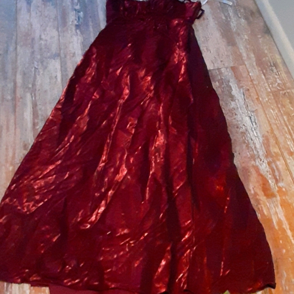 Red and black shine to this dress